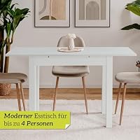 smart Esstisch 80 x 80 cm weiß, Küchentisch ausziehbar bis 120 cm, modern – Ansicht 3