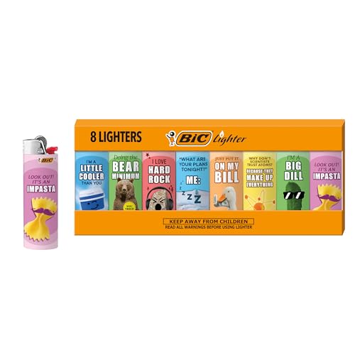 BIC Maxi Pocket Lighters Special Edition Witty Series Unique Lighter Designs 8-Count Americas No. 1 Lighter
