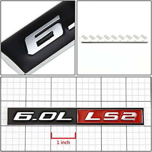 Image of 2X Black Red 6.0L Ls2 Adhesive Euro Emblem Decal Sticker Badge Fender Door Trunk (Black Red)