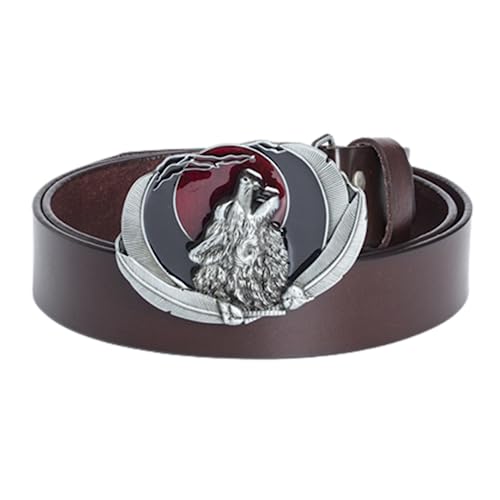 Ceinture cowboy western vintage homme garçon en cuir réglable accessoire rock punk loup de lune