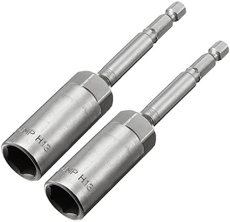 sourcingmap 2 Pcs 1/4" Quick-Change Hex Shank 13mm Nut Setter Driver Drill Bit, 100mm Length, Metric No-Magnetic