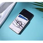 2Pack-Adhesive-Phone-PocketCell-Phone-Stick-On-Card-Wallet-SleeveCredit-CardsID-Card-Holder-with-3M-Sticker-for-Back-of-iPhoneAndroid-and-All-Smartphones-Sand-Marble-Purple-with-Ring