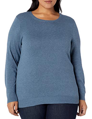 Photo 1 of **NEW** Amazon Essentials Women's Long-Sleeve Lightweight Crewneck Sweater (Available in Plus Size) 1X Blue Heather