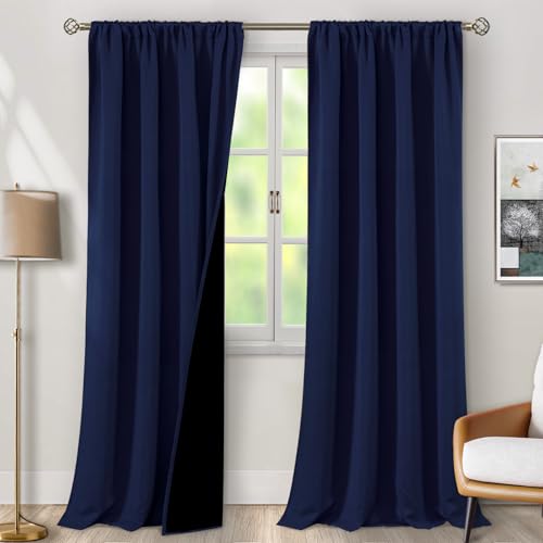 BGment Navy Blackout Curtains for Living Room 95 Inch Length 2 Panels