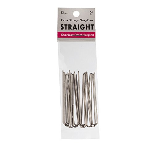 U-Shaped Straight Hair Pins - 2in (Set of 12) (Stainless Steel)
