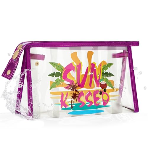 Image of COSHAYSOO Sunscreen Bag Clear Makeup Toiletry Pouch Beach Vacation Essentials for Women Teen Girls Trip Gifts Summer Pool Travel Must Have Accessories Waterproof Stuff