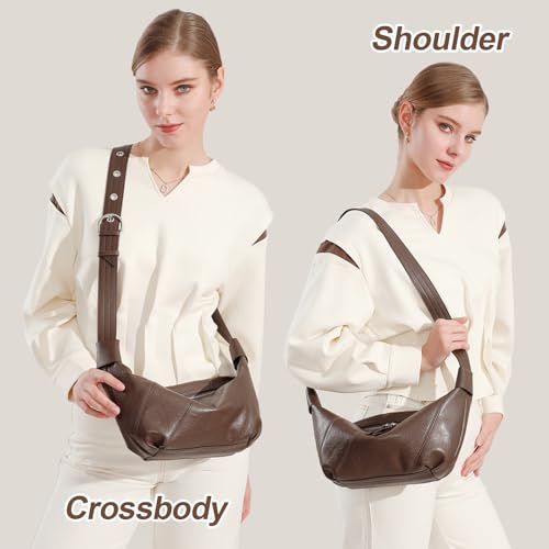 Hobo Bags for Women Soft Crossbody Shoulder Purses Slouchy Genuine Leather2