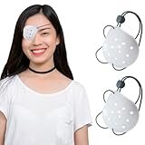 2Pcs Transparent Eye Shield After Cataract Surgery Comfortable Shield Prevent Rubbing and Allow Airflow to Pass with Extended Elastic Strap Suitable for Everyone Breathable Post-Op Patch 3D(White)