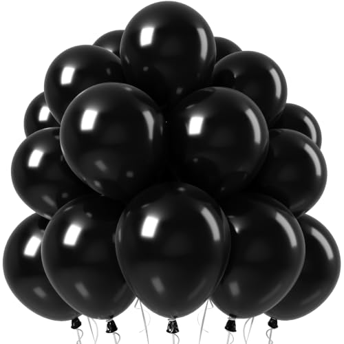 Image of Jobkoo Black Balloons 12 Inch, 50 Pcs Black Latex Balloon