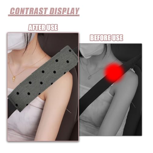 YoRise 2PCS Polka Dot Car Seat Belt Cover Pad, Soft Breathable Auto Seat Shoulder Pads for Comfortable Driving, Car Seatbelt Cover, Seatbelt Protector Cushion for Most Cars (Gray)