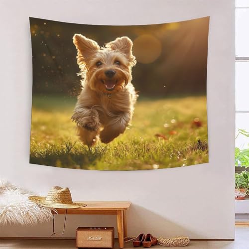 Tissu pour chambre et dortoir tapisserie murale Terrier du Yorkshire 3D