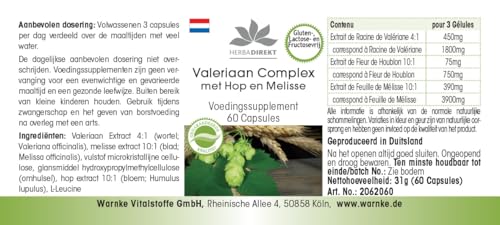 Complexe valériane houblon mélisse Herbadirekt 2x60 gélules