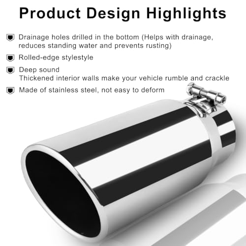 Image of 4 inch Inlet Exhaust Tip, 5 inch Outlet 12 inch Length Rolled Angle Cut Bolt-On