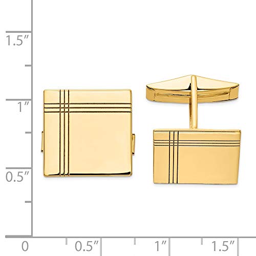 Mancuernillas de oro amarillo 14K rectangulares para hombre miniatura 2