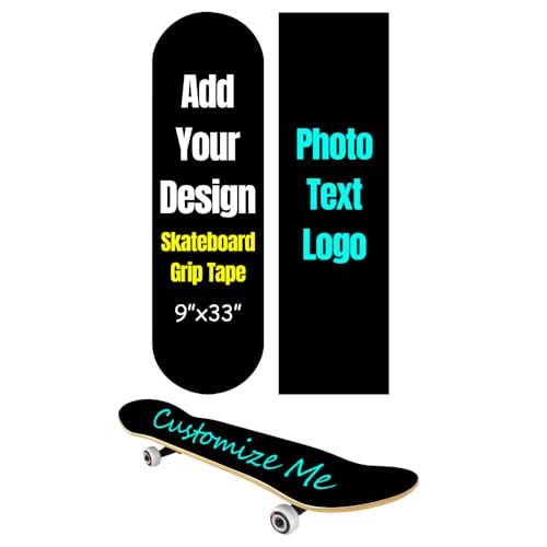 Mynvzrk Custom Grip Tape for Skateboard Add Your Picture Logo Name Text Personalized Waterproof Stickers, Show Your Personality 9x33 Inch, Black