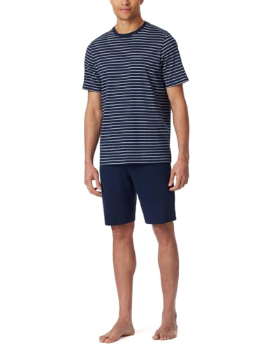 Schiesser Herren Schlafanzug Kurz Rundhals - Nightwear Pyjamaset, Admiral_182198, 54 EU