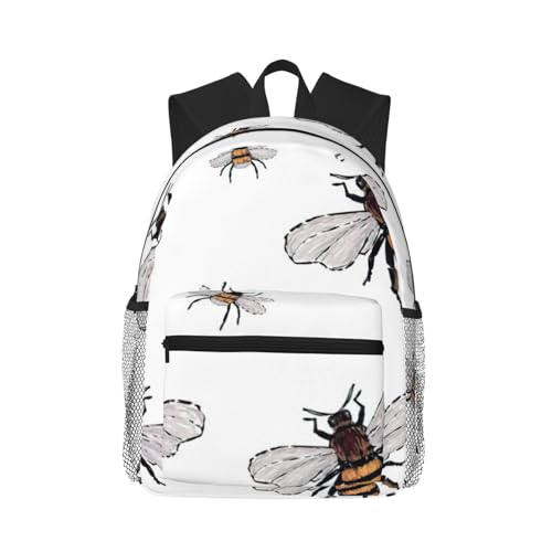 Sac à dos de voyage multifonction noir imprimé abeille vintage
