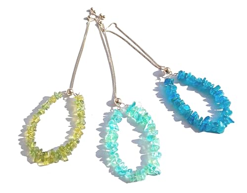 Bracelet coulissant apatite argent ajustable pour s'adapter à toutes les tailles de poignet