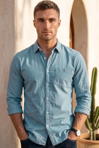 Image of Louis Philippe Men's Cotton Slim Fit Over Dyed Color Depth Comfortable and Durable Soft Handfeel Full Sleeve Solid Casual Shirt
