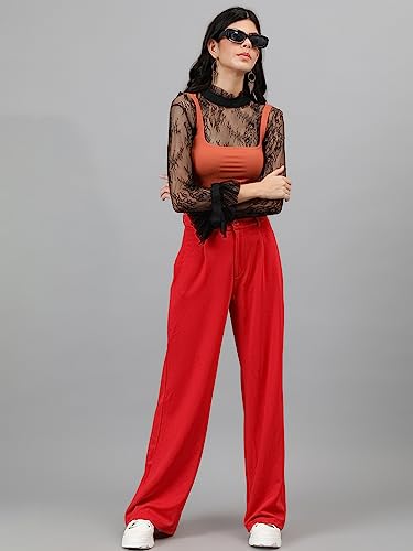 Image of KOTTY Women's High Waist Pleated Wide Leg Trousers