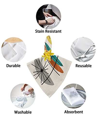 Print Picture Arthome ZQM-2024-3-26-APTE-SLXM11552ZDDBPPA Set Of 6 Kitchen Dinner Cloth Napkins 20X20 Inch - Mid-Century Modern Oval Pattern Premium Quality Reusable Fabric Napkin For Party thumb #5