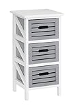 Solution pour rangement Premier Housewares 2404023 Vermont Commode 3 Tiroirs Cadre en Bois de Paulownia Blanc/Gris