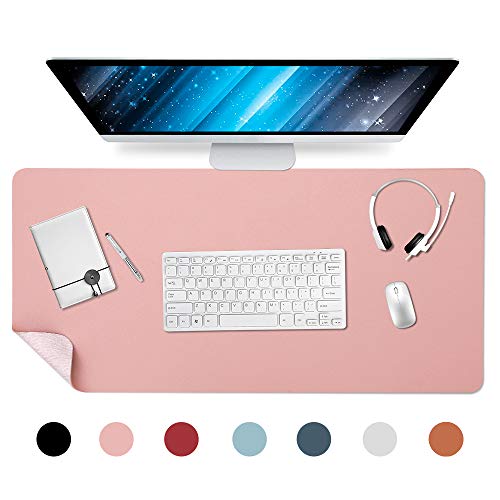 Xymy PU Leather Desk Pad Non Slip Office Desk Mat Waterproof Desk Blotter Protector Desk Writing Mat Mouse Pad for Office and Home (Pink, 31.5
