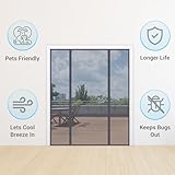 TheFitLife Fiberglass Double Screen Door - Heavy Duty Magnetic Mesh with Full Frame Hook and Loop Powerful Magnets That Closure Automatically - Image 4