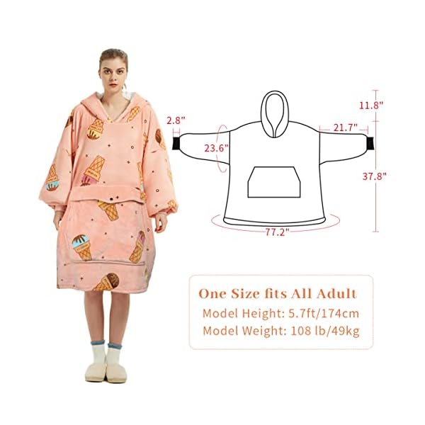 Wenlia Übergroße Hoodie Sweatshirt für Erwachsene, Sherpa Decke Sweatshirt Flanell Hoodies Giant Plüsch Pullover Decke… – Bild 7