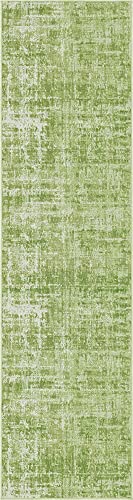 Rugs.com Valencia Collection Runner Rug – 10 Ft Runner Green Low Rug Perfect for Hallways, Entryways