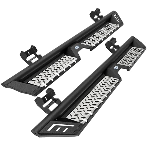 Hooke Road 09-14 F150 Running Board Side Step Bars for 2009-2014 Ford F-150 SuperCrew Cab, Drop Down Offroad Rocker Guard Nerf Bars w/Non-Slip Stainless Steel Pads