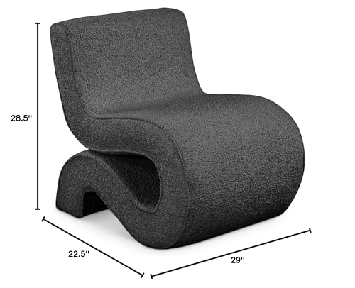 Sillón Curvo Negro Tapizado en Tela miniatura 3