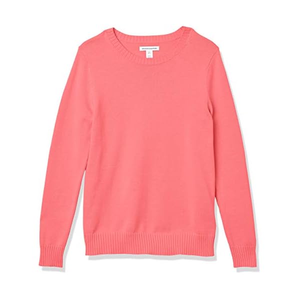 Amazon-Essentials-Womens-100-Cotton-Crewneck-Sweater Amazon Essentials Women's 100% Cotton Crewneck Sweater (Available in Plus Size), Coral Pink, Large