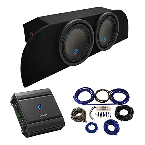 Compatible with 2003-2008 Nissan 350Z Coupe Under Strut Alpine Type S S-W10D2 Dual 10" Sub Box Enclosure with S-A60M Amplifier & 4GA Amp Kit