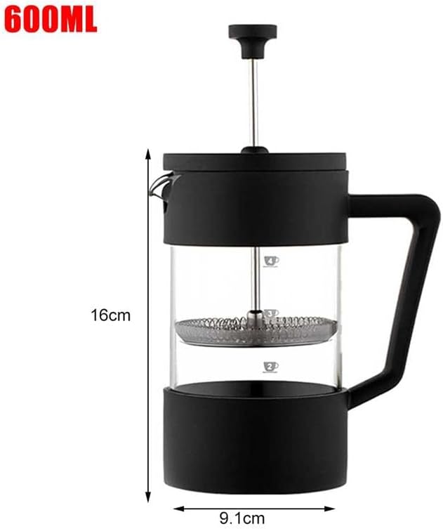 Coffee Press Stainless Steel Coffee Pot Hand Brewed Cafetiere Press with Filter Double Wall Insulation Polish Process Pot Cup Pots(600ml)