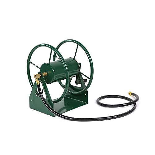 Amazon Basics Wall/Floor Mount Garden Hose Reel With 5-Ft. Leader Hose, Holds Up To 200-Feet, Green #TOP2