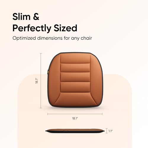 Image of Frido Slim Seat Cushion for Office Chair, Car & Wheelchair - 3cm Thin Memory Foam Cushion for Back Support & Pressure Relief - Non-Slip, Breathable Comfort Pad for Long Sitting (Tan)