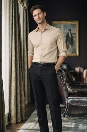 Image of Louis Philippe Men's Slim Fit Everyday Smart Wear Comfort Stretch Work Ready Solid Formal Trouser