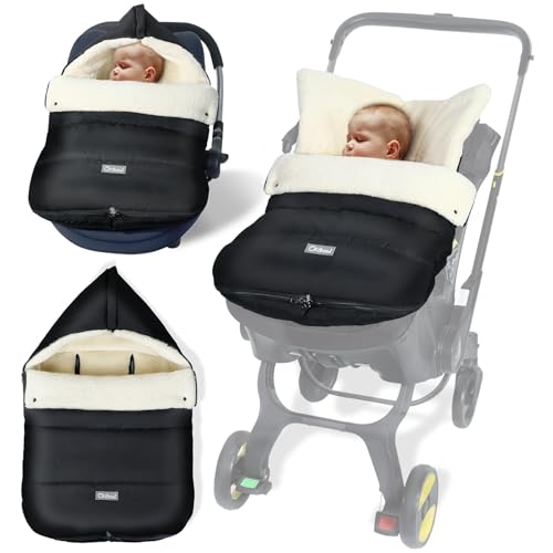 Orzbow Saco Capazo Bebe Invierno, Caliente Saco Capazo Invierno, Universal Saco Bebe Capazo con Cremalleras, Impermeable, Lavable a Máquina, Negro