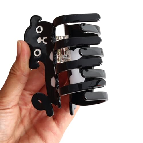 Black Dog Hair Clips,Small Dog Bone Hair Clips for Girls, Non-Slip Hair Catch Barrette Hair Accessory Acetate for Woman