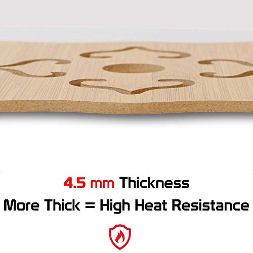 Image of HOKIPO Eco-Friendly Bamboo Wooden Coasters for Home Pan Pot Holder for Dining Table Heat Pad for Kitchen - Pack of 2 (AR2820-D3)