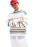 Tommy Jeans Men's Regular Multi Striped Long Sleeve Sweater, Ancient White Multi Medium