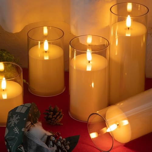 Image of Novelty Candle LED Flickering Flameless Candles with 10 Key Remote Timer,Battery Operated for Home Christmas Wedding Celebration Decor, Ivory, Pack of 3