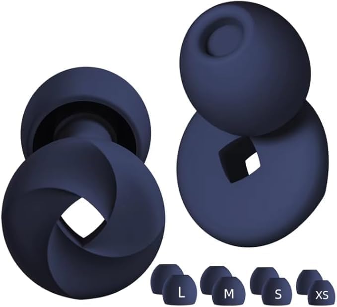 1 Pairs Ear Plugs for Sleeping Noise Cancelling, Earplugs for Swimming,Rave,Work,Motorcycle,Sleep Snoring,Airplanes,High-Fidelity 16 Silicone Reusable Ear Tips in XS/S/M/L 24dB-33dB (Blue, Pack of 1)