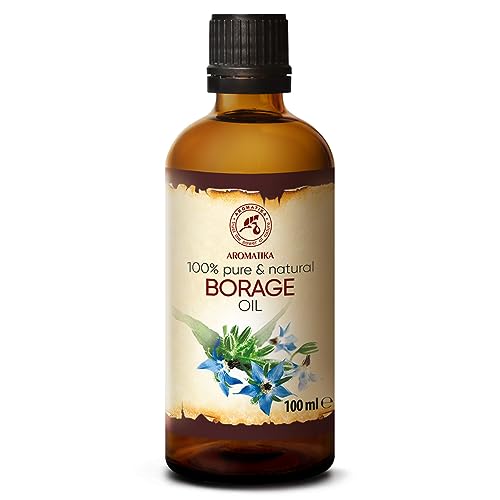 Aceite de Semilla de Borraja 100ml - Borago Officinalis Seed Oil - 100% Puro y Natural - Grandes Beneficios para la Piel - Cabello - Cara - Cuidado del Cuerpo - Botella de Vidrio