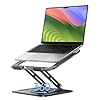 Soporte ajustable para laptop, soporte para computadora con base giratoria de 360°, soporte ergonómico para computadora portátil para escritorio, escritorio plegable para computadora portátil