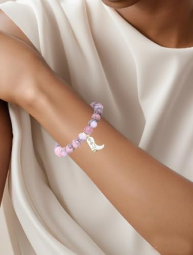 Cowgirl Boot Natural Stone Bracelet, Energy Stone Beads Adjustable Bracelet Western Jewelry Gifts for women3