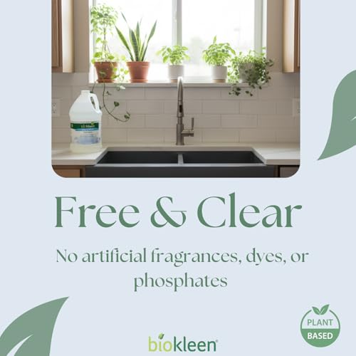 Image of Biokleen Free & Clear Dish Soap - Dish Liquid, Dishwashing Cleaner, Eco-Friendly, Non-Toxic, Plant-Based, No Artificial Fragrance, Colors or Preservatives, Unscented (Pack of 2)