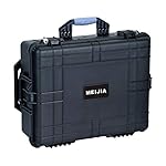 MEIJIA Portable Waterproof Protective Case,Hard Camera Case With Retractable Pull Handle And Rolling Wheels,Customizable Fit Foam Inserted,Elegant Black, 24.25 X19.41 X8.61 inches