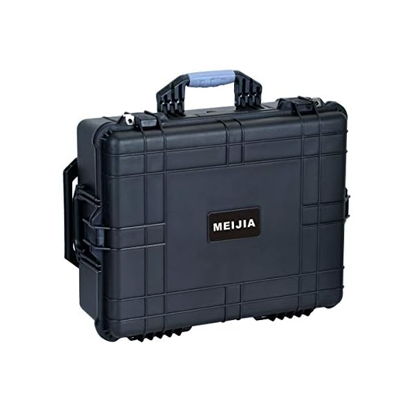 MEIJIA Portable Waterproof Protective Case,Hard Camera Case With Retractable Pull Handle And Rolling Wheels,Customizable Fit Foam Inserted,Elegant Black, 24.25 X19.41 X8.61 inches